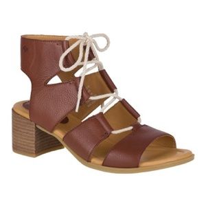 Sperry Top Sider Vivienne Lia Leather Sandals Block Heel  Size 10 NEW